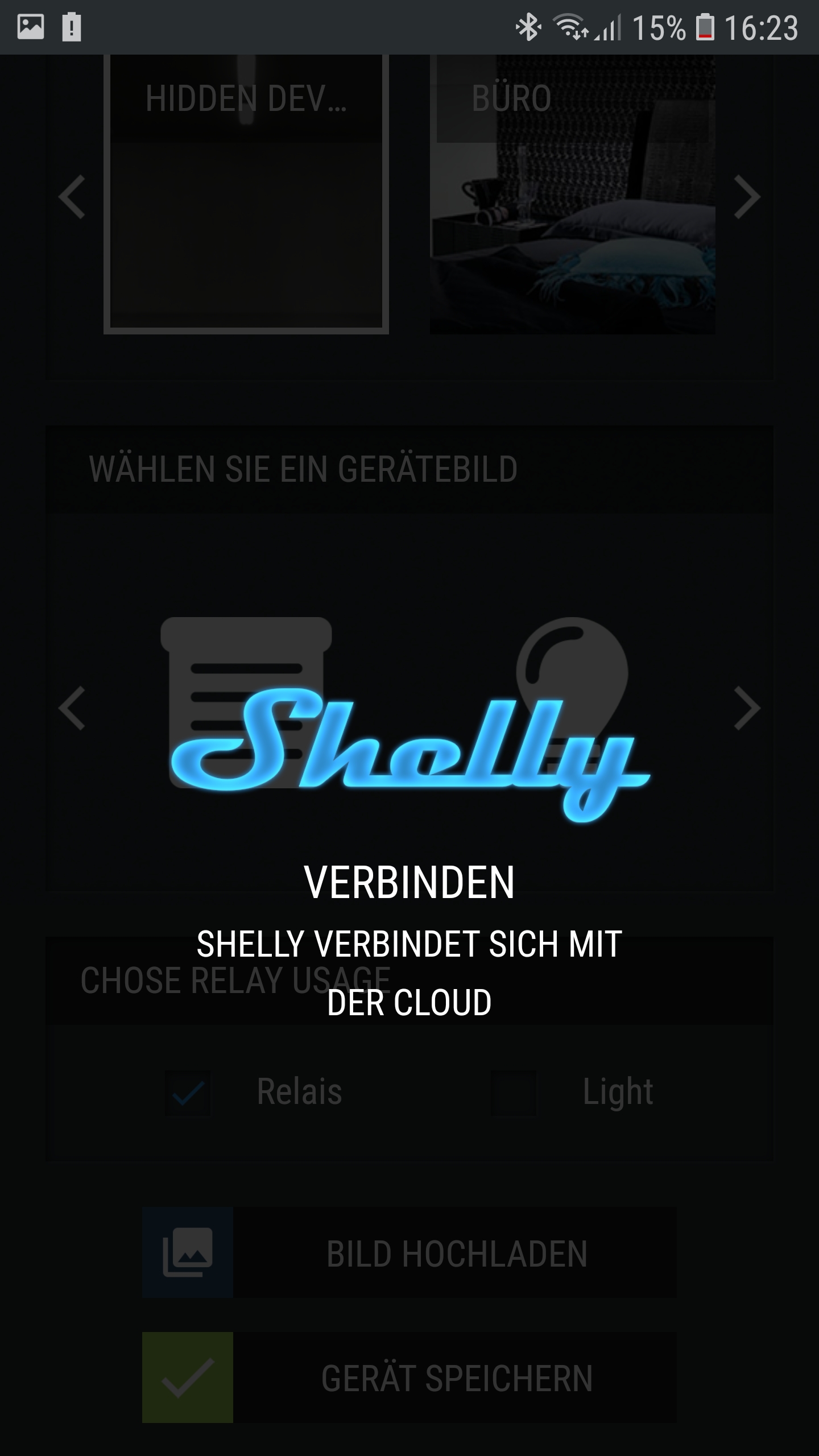 Verbindung mit der Shelly cloud