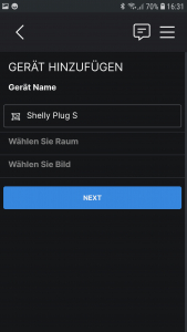 Shelly Plug S Steckdose in der App