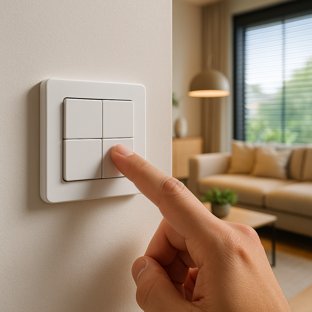 Shelly Blu wall swicht 4 tasten installiert an wand