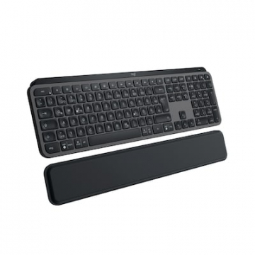 Logitech MX Keys S Plus Graphite + MX Palm Rest (Handballenauflage), USB-C/A, Bluetooth, Logi Bold Adapter, Windows- und Mac Layout, Management via Logitech Options+