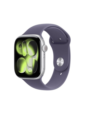 Apple Watch Series 11 GPS + Cellular 46mm Silver Aluminium Case with Purple Fog Sport Band - S/M