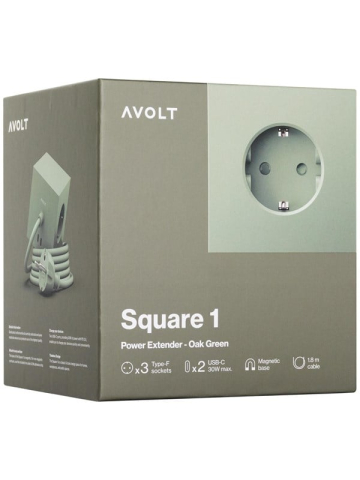 AVOLT Square 1 with 30W Dual USBC & Magnetic base 1.8m Oak Green