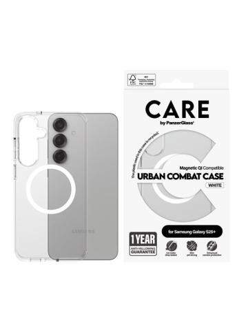 CARE by PanzerGlass Flagship Case Transparent Urban Combat w. White QI Compatible Samsung Galaxy S25+