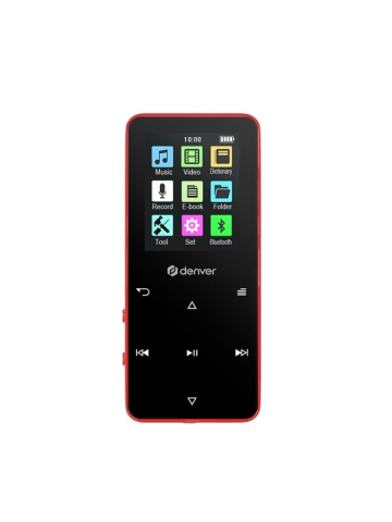 DENVER MP-1830R RED - MP4 media player with built-in bluetooth and rechargeable battery - 4 GB