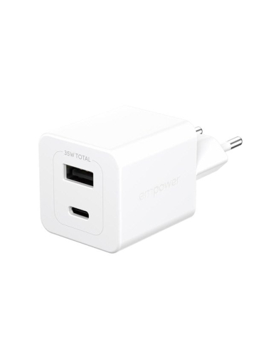 empower by PanzerGlass Turbo 35W Charger incl. USB-C + USB-A | EU Plug | Silver White