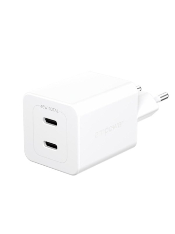 empower by PanzerGlass Turbo 45W Charger incl. 2 x USB-C | EU Plug | Silver White