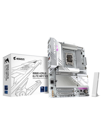 GIGABYTE B860 AORUS ELITE WIFI7 ICE Mainboard - Intel B860 - Intel LGA1851 - DDR5 RAM - ATX