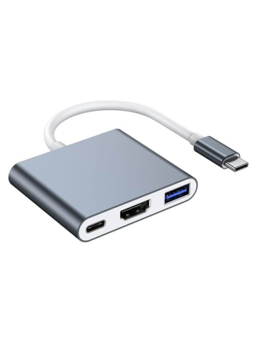 Lippa 3-in-1 87W USB-C PD 4K HDMI Hub USB-Hubs - USB 2.0 - 3 - Grau