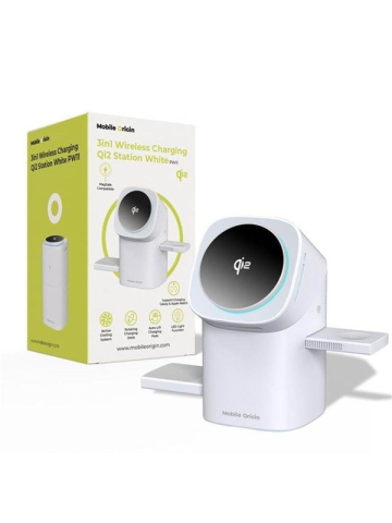 Mobile Origin 3in1 Wireless Charging Qi2 Station PW11 - white
