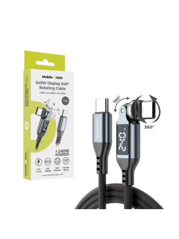 Mobile Origin CB16 240W Display 540° Rotating USB-C to USB-C Cable - 1m