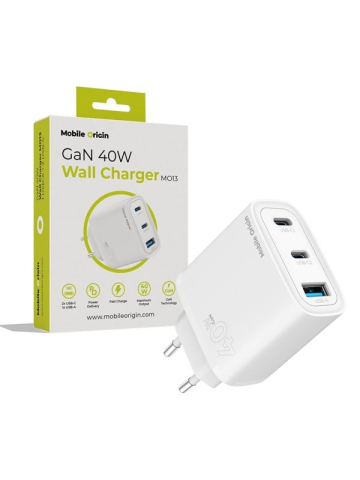 Mobile Origin GaN 40W Wall Charger MO13 - white 1 USB-A + 2 USB-C