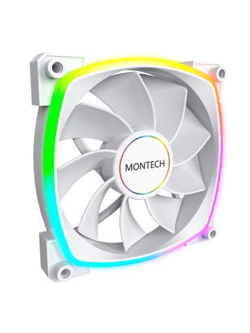 Montech RX140 PWM WH - Reverse - Gehäuselüfter - 140mm - Weiß mit RGB LED - 28 dBA