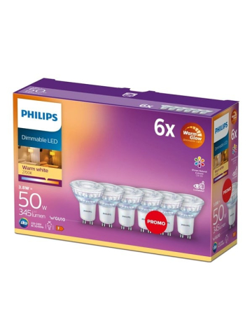 Philips LED-Lampe Spot 3.8W/922-927 (50W) 36° WarmGlow Dimmable 6-pack GU10