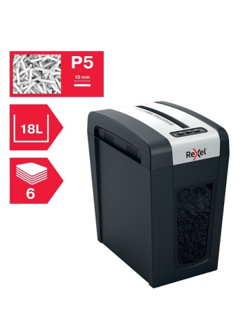 Rexel Secure MC6-SL Slimline Whisper-Shred Aktenvernichter, P5