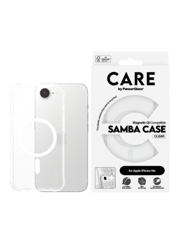 CARE by PanzerGlass Samba Case Transparent w White Qi Compatible iPhone 17e 16e