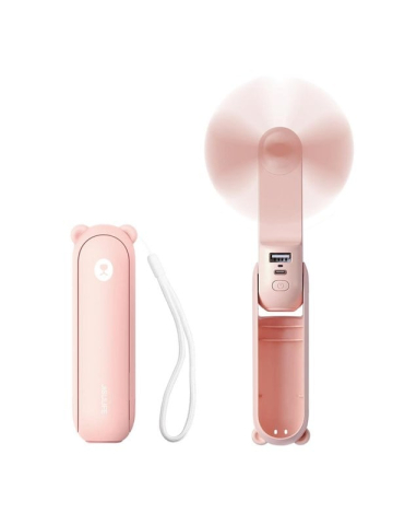 Jisulife Handheld Fan Life8 Portable USB Fan with Power Bank Function 2000mAh and Flashlight - Pink
