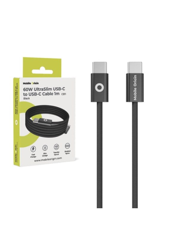 Mobile Origin CB11 60W UltraSlim USB-C to USB-C Cable 1m - Black