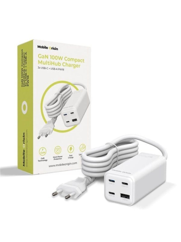 Mobile Origin GaN 100W Compact MultiHub Charger PW18 with 3x USB-C  USB-A