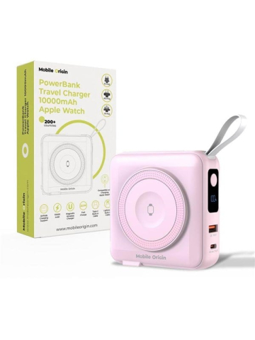 Mobile Origin PowerBank Travel Charger - LightningUSB-C Cable - MagSafeAWiPhone Compatible - pink - 10000 mAh