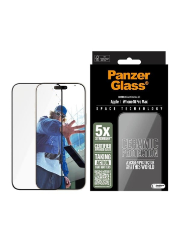PanzerGlass Ceramic Screen Protector iPhone 16 Pro Max Ultra-Wide Fit