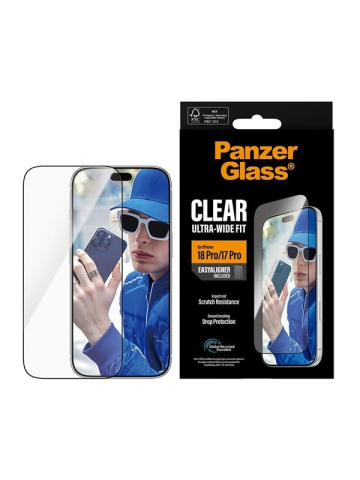 PanzerGlass Screen Protector Apple iPhone 18 Pro  17 Pro  Ultra-Wide Fit w EasyAligner