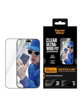 PanzerGlass Screen Protector Apple iPhone 18 Pro  17 Pro  Ultra-Wide Fit w FASTFIT IN-A-BOX