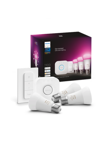 Philips Hue White & Color Ambiance Starter Kit  3x E27 A60 Bulbs + Dimmer Switch + Hue Bridge